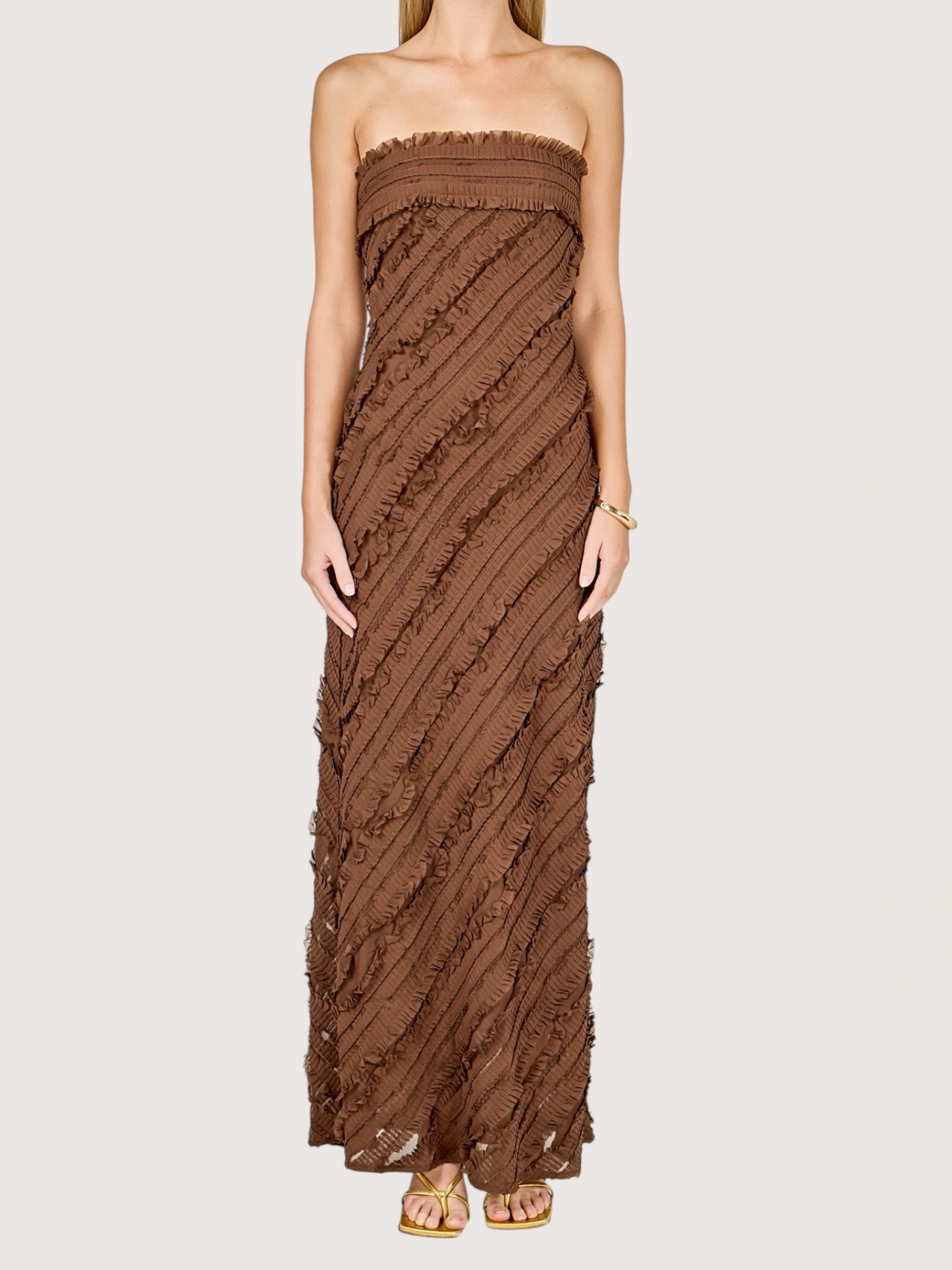 Ruffled Column Maxi Dress