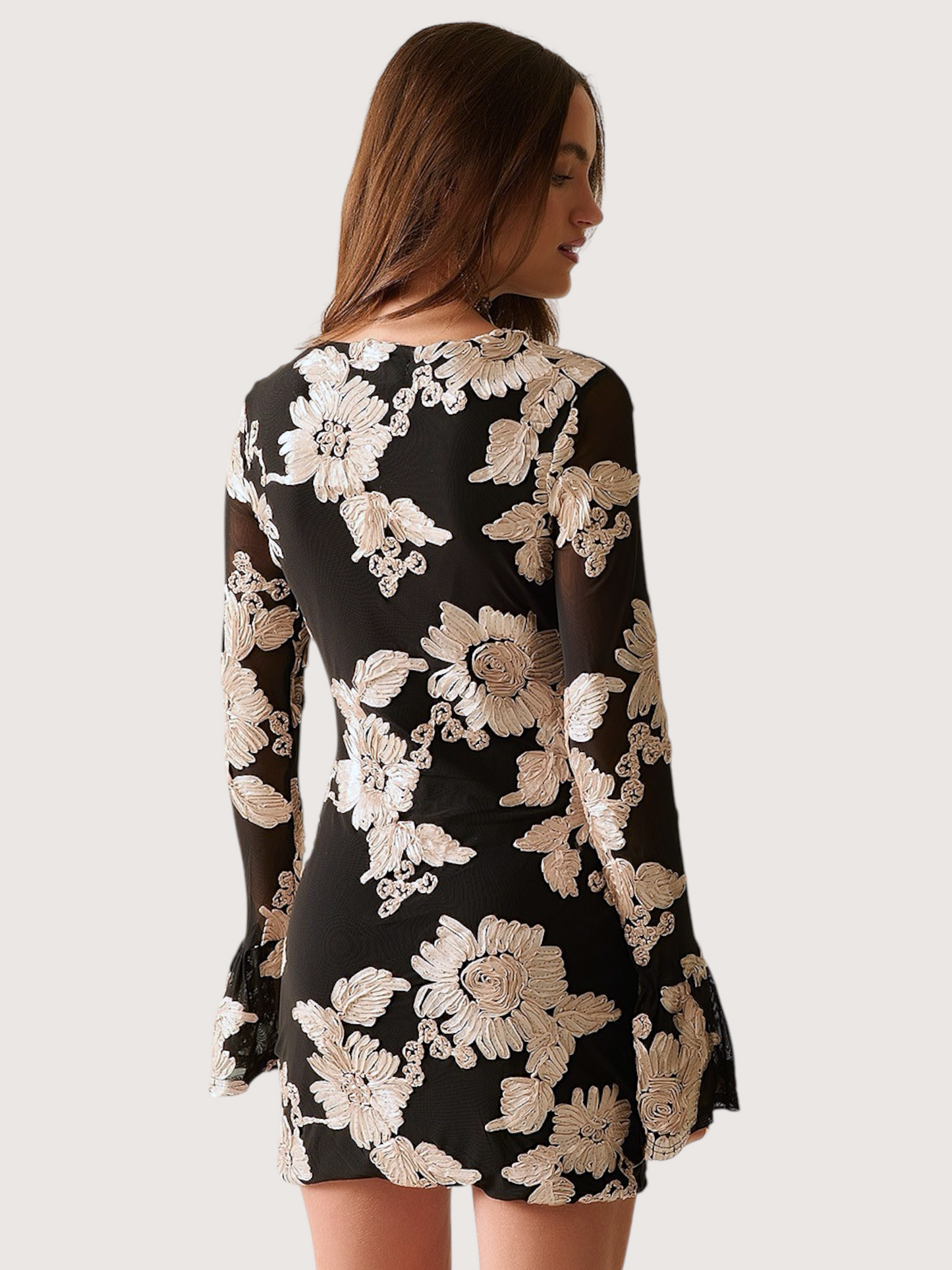 Floral Brocade Mini Dress