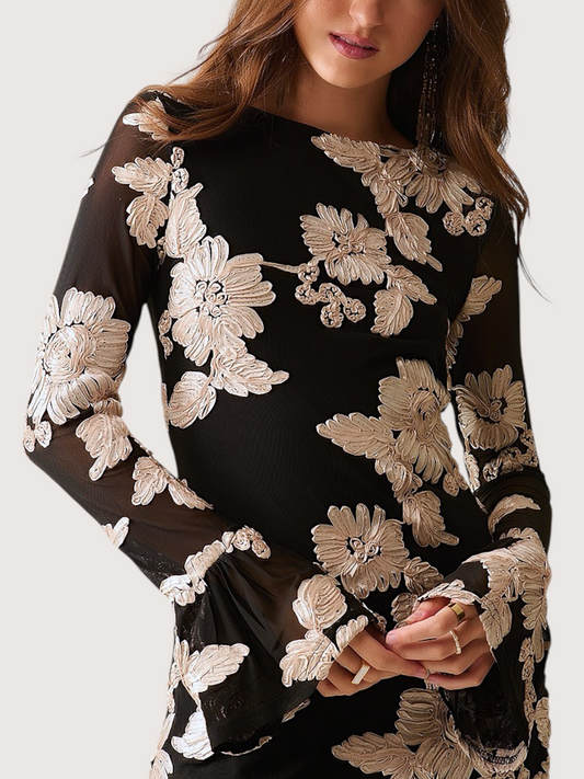 Floral Brocade Mini Dress