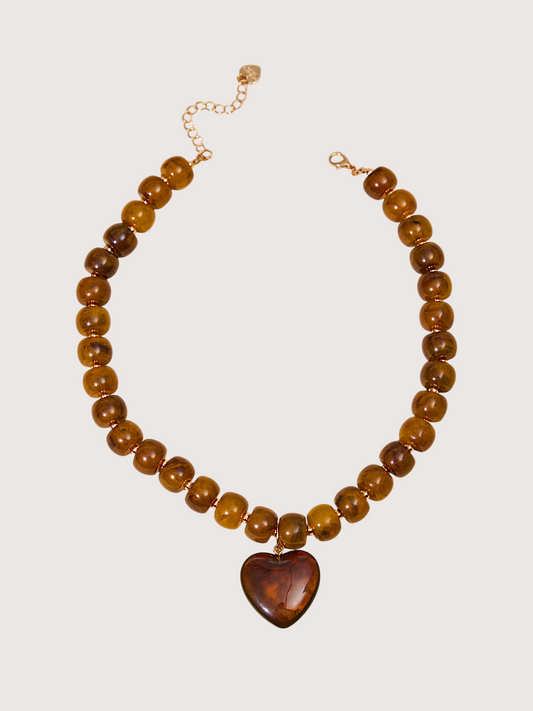 Kelly Marble Heart Necklace | Tortoise