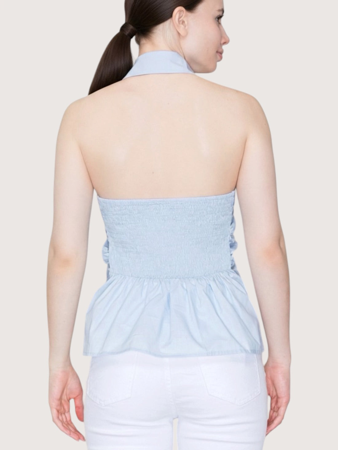 Open Back Halter Top | Blue