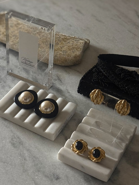 VINTAGE Gold Center Stone Earring