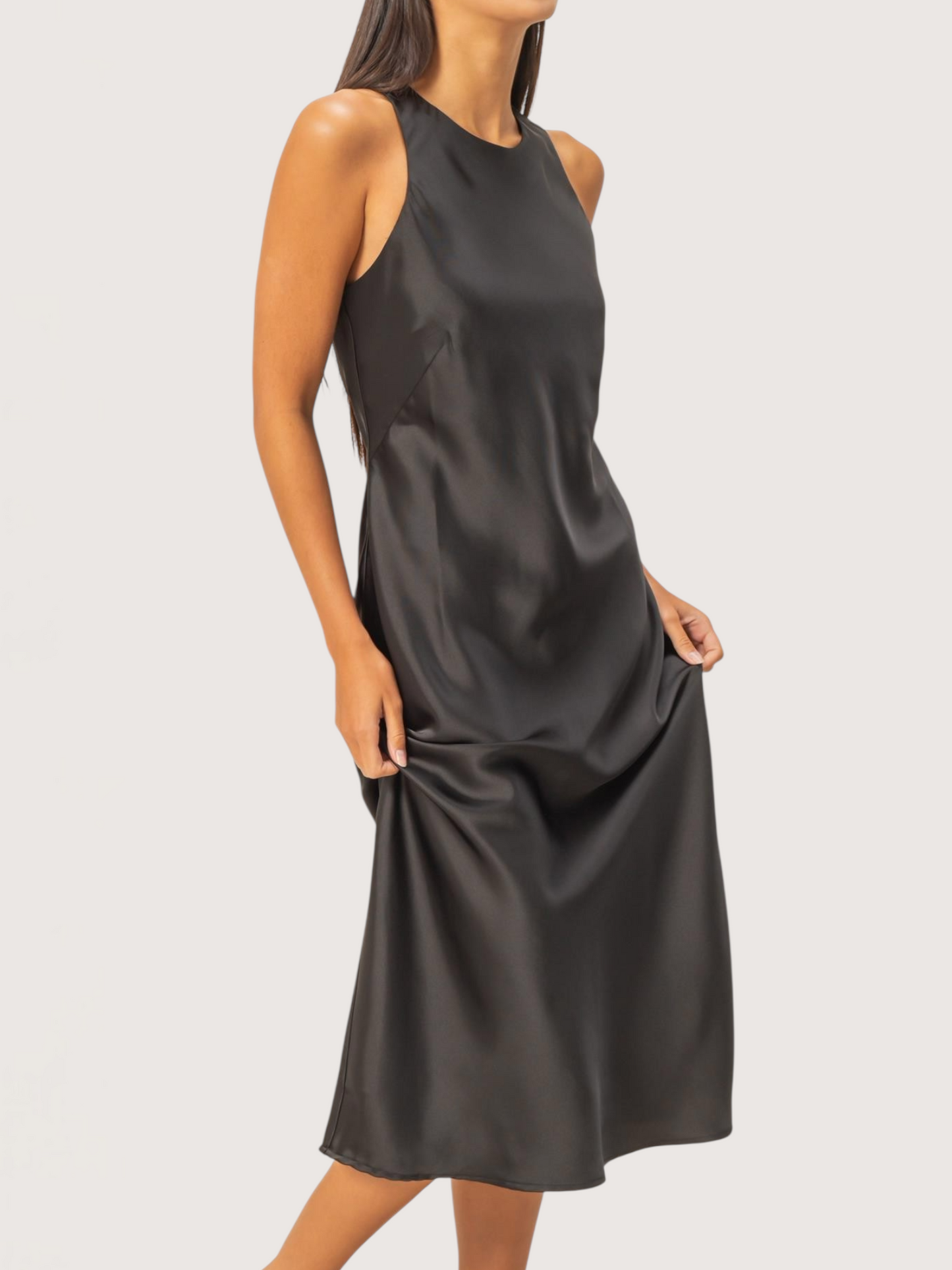 Satin Midi Dress | Black