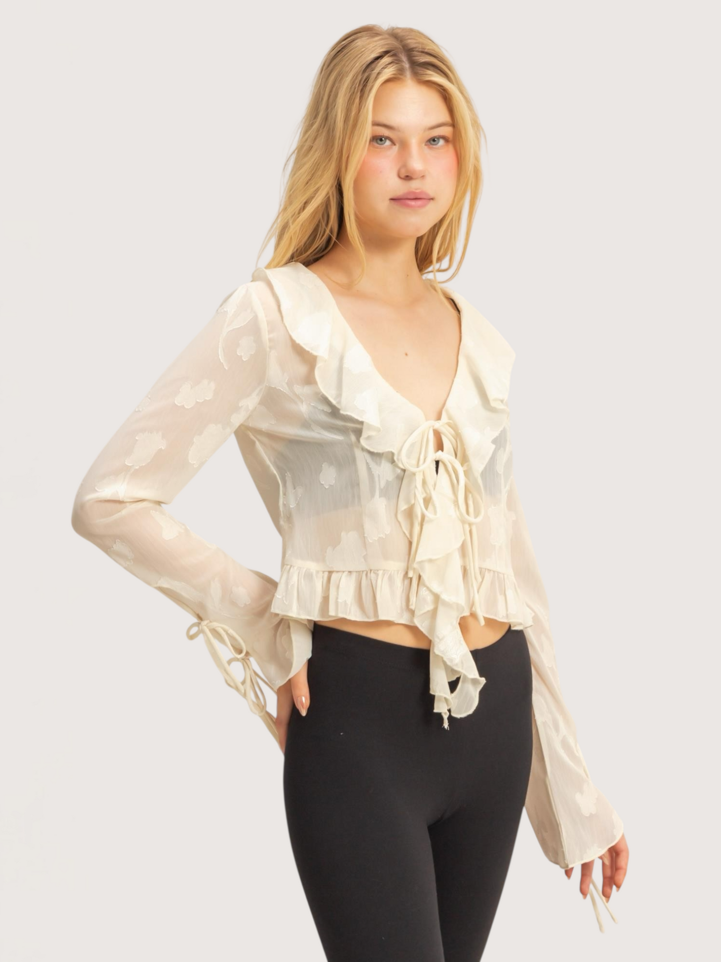 Floral Chiffon Ruffle Blouse