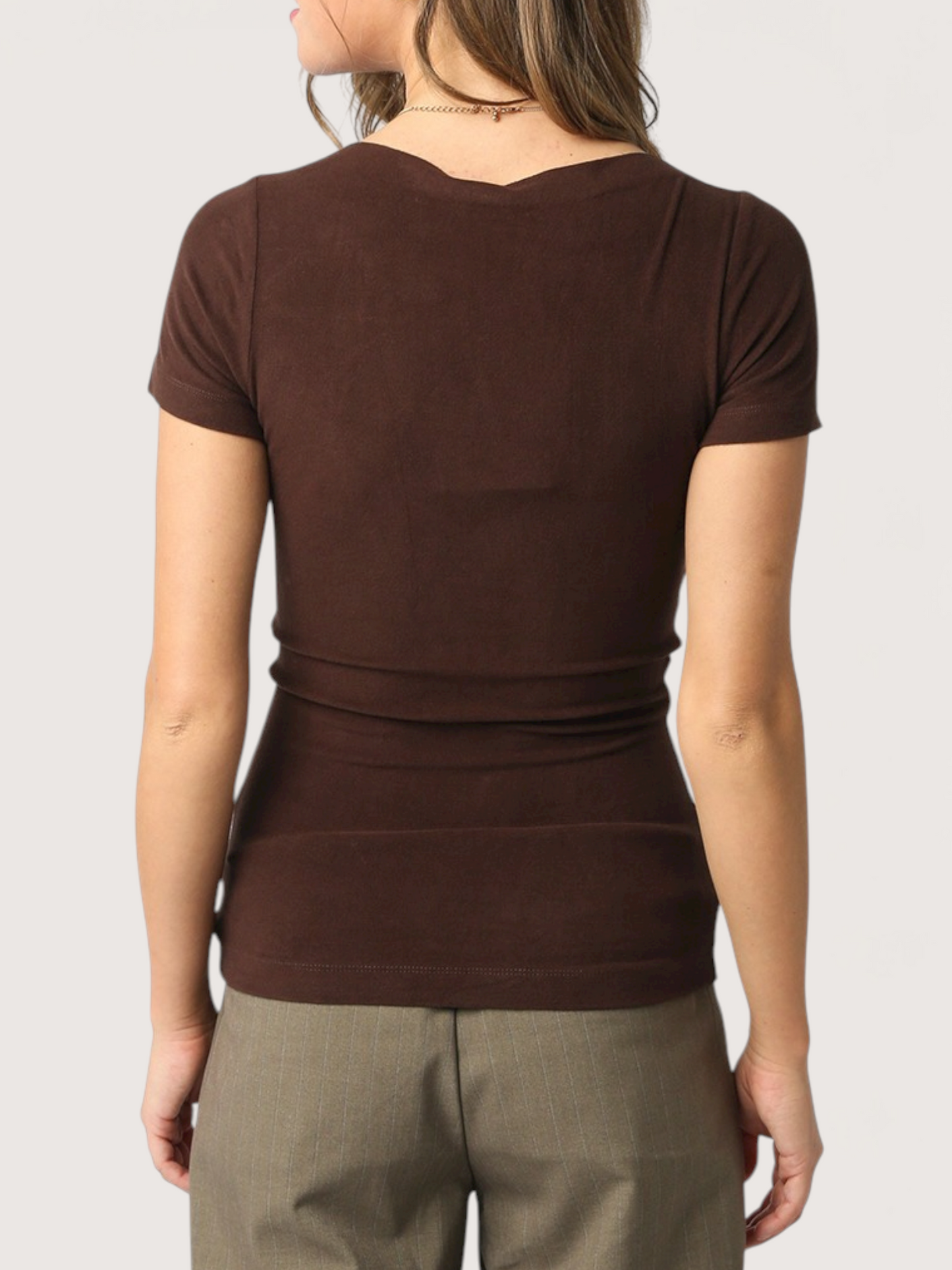 Boatneck Tee Shirt | Brown