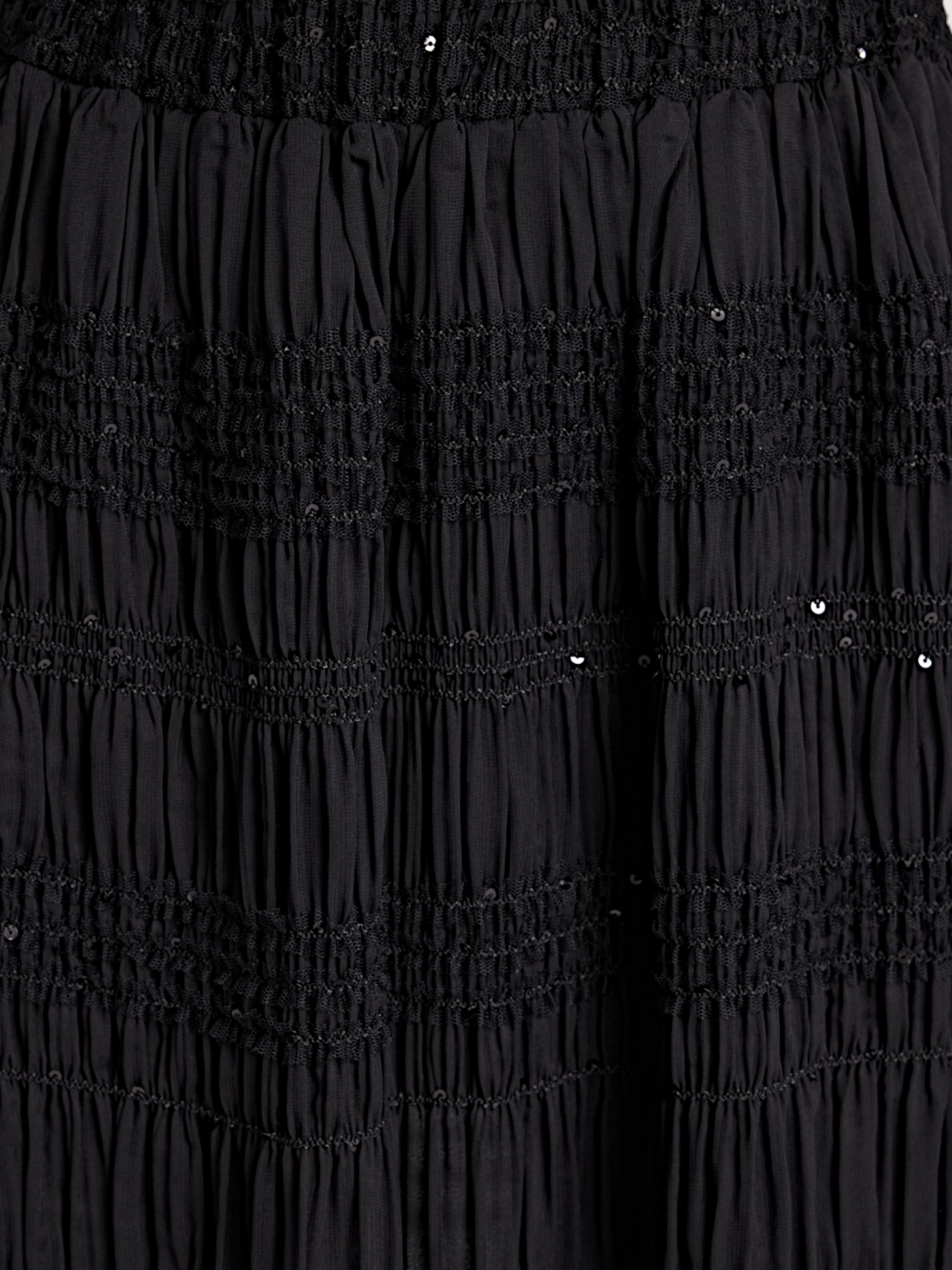 Smocked Sequin Maxi Skirt