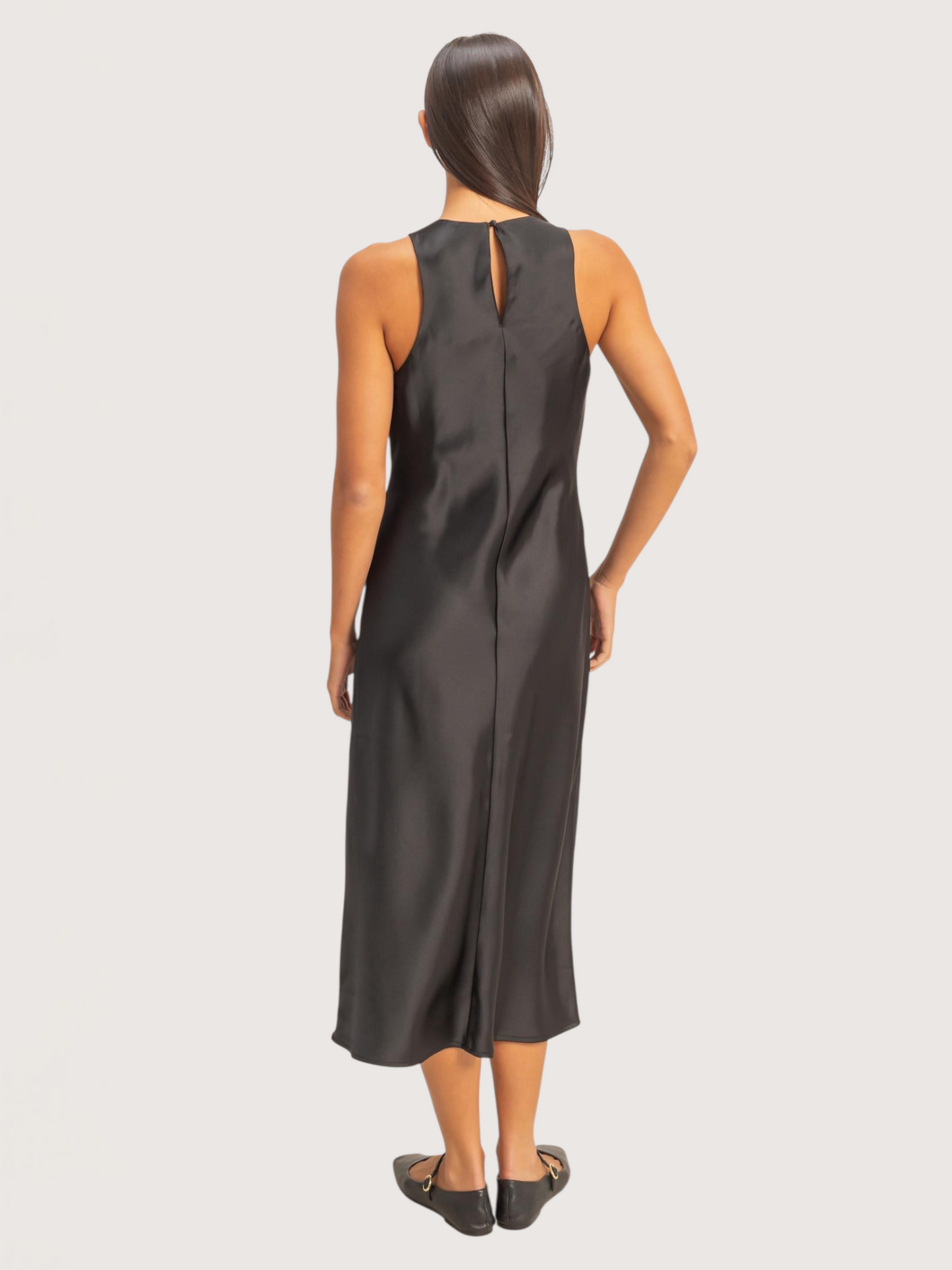 Satin Midi Dress | Black