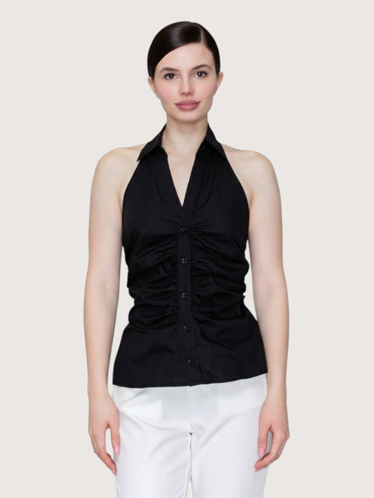 Open Back Halter Top | Black