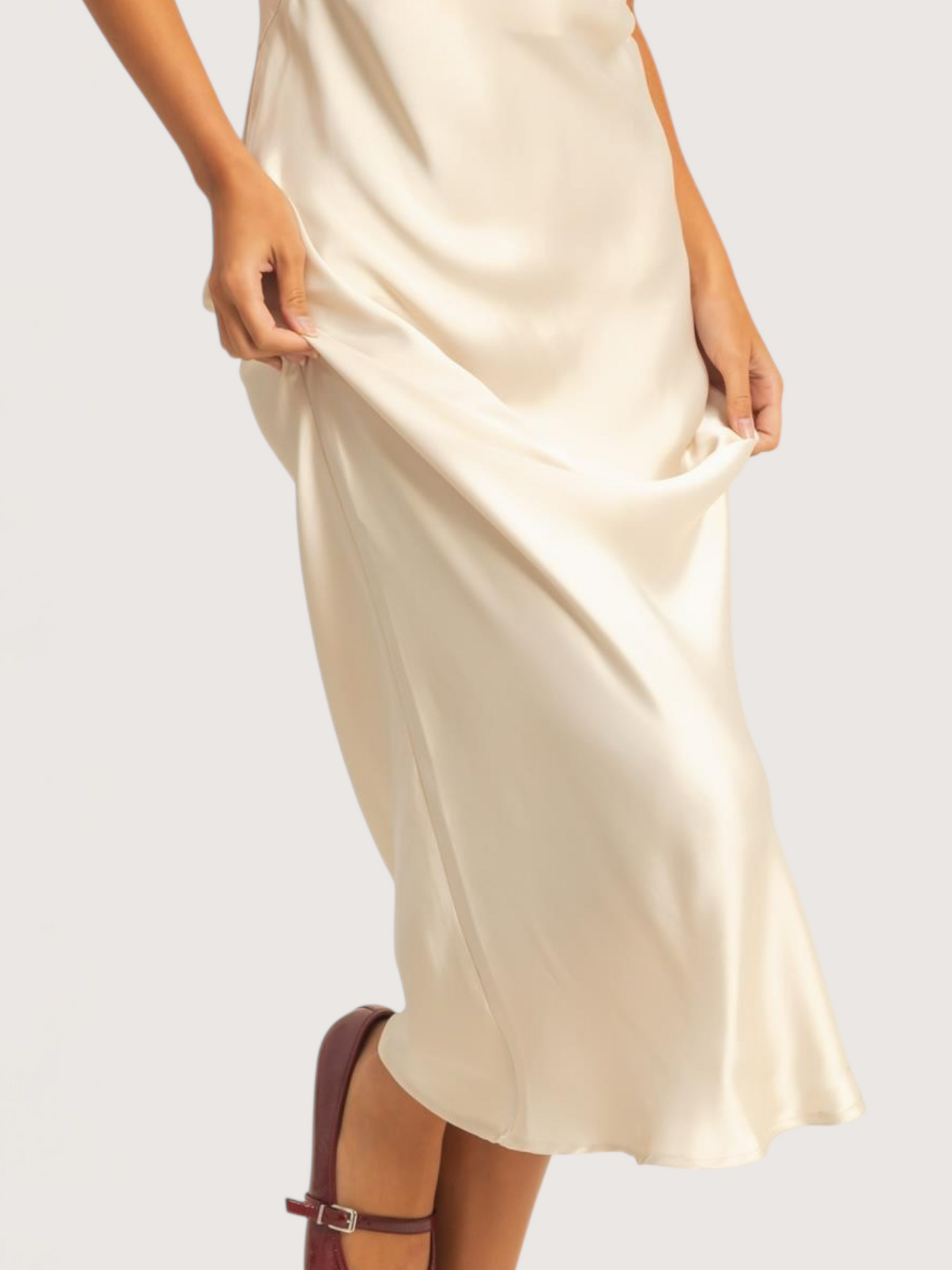 Satin Midi Dress | Ivory