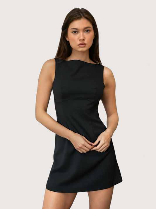 Boat Neck Mini Dress