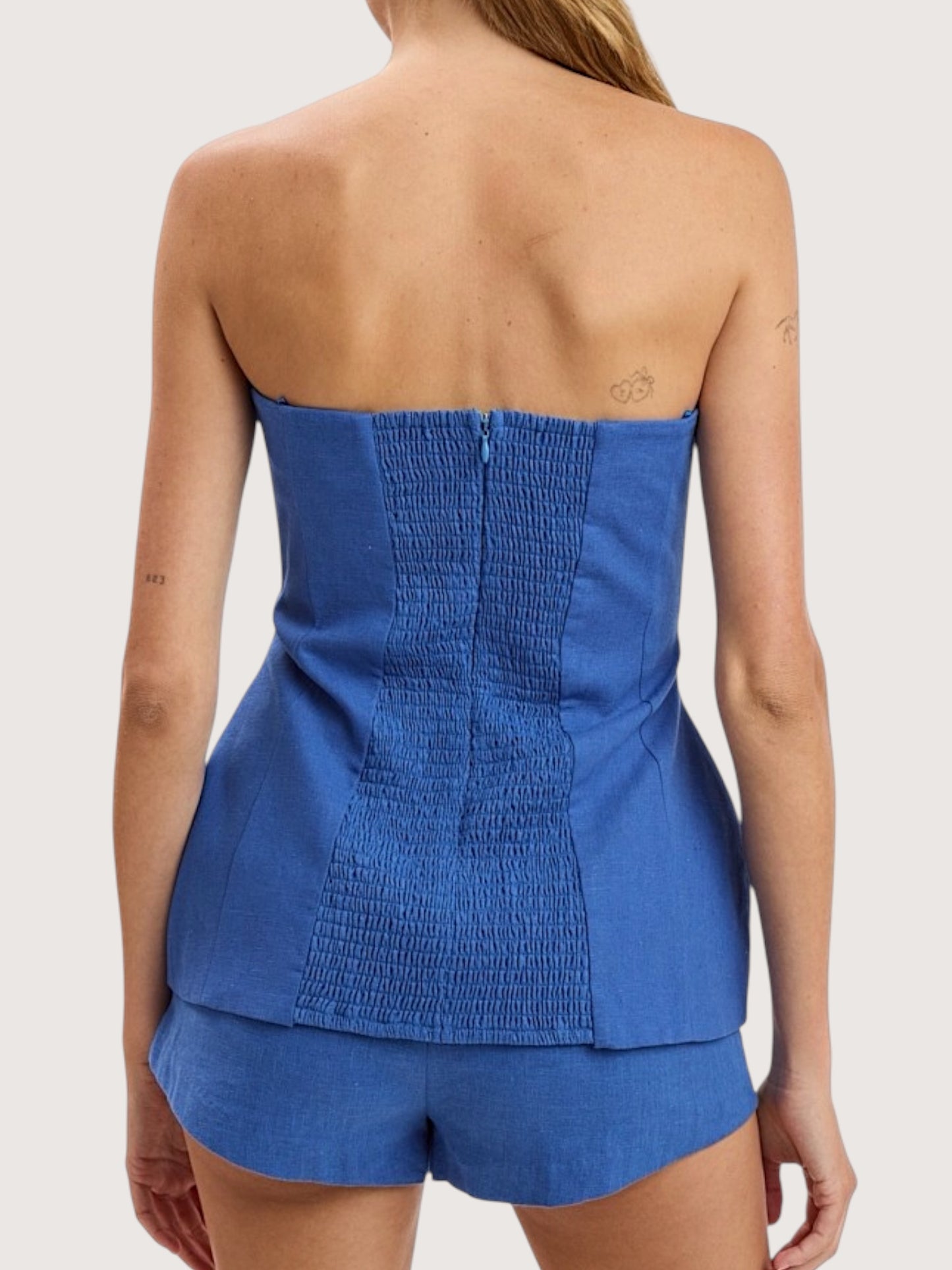 Cora Linen Top | Blue