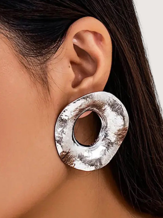 Textured Circle Earring | Silver