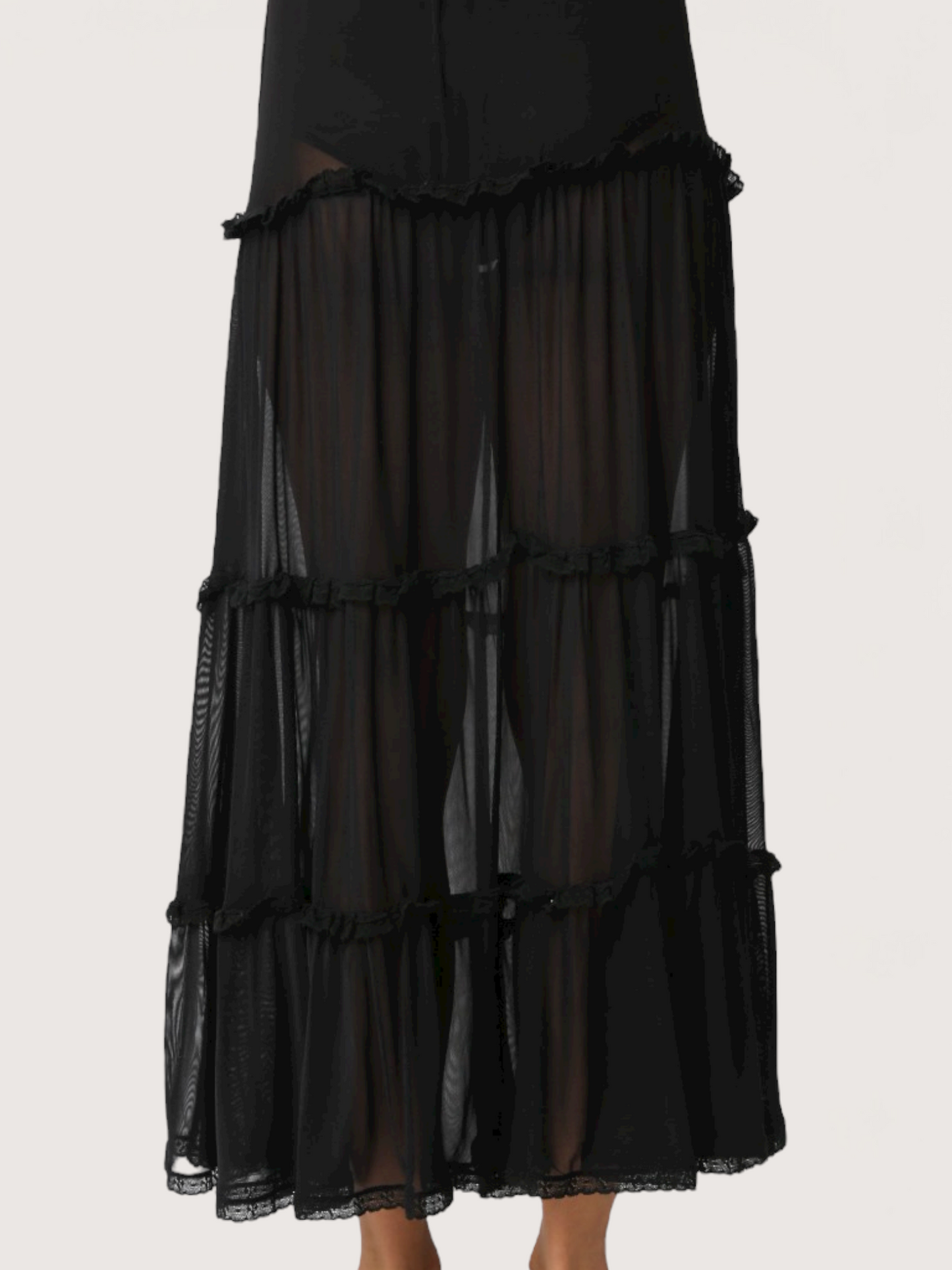 Sheer Tiered Maxi Skirt