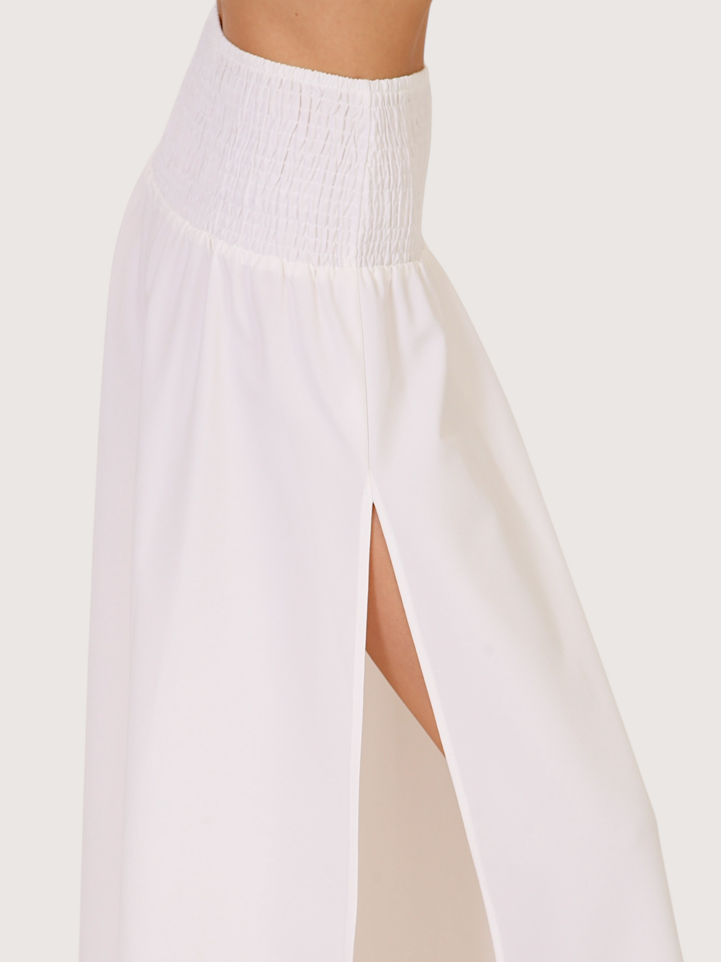 Smoked Waist Maxi Skirt | White