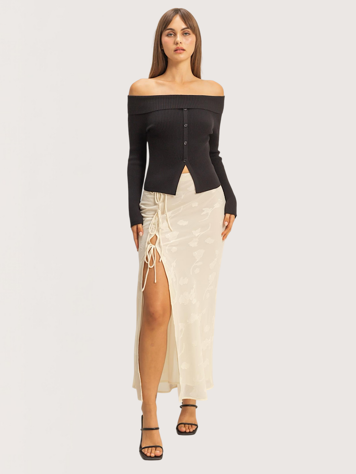 Floral Chiffon Midi Skirt