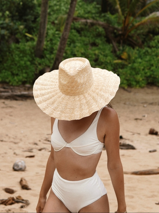 Wide Brim Straw Hat | Beige