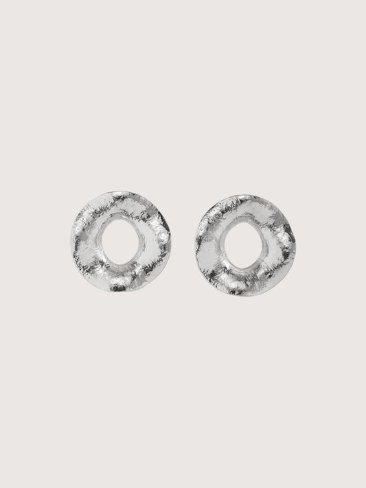 Textured Circle Earring | Silver