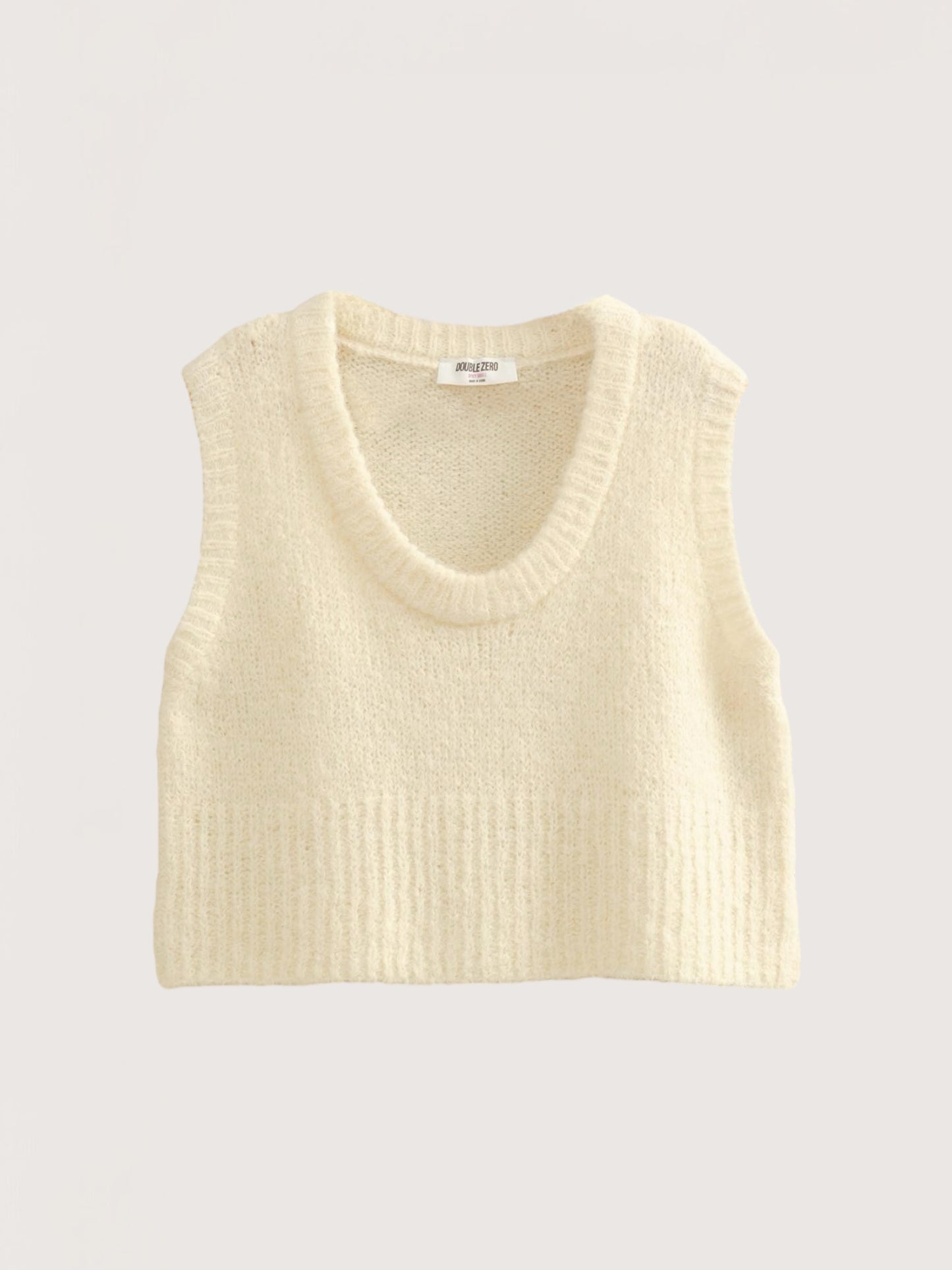 Fuzzy Knit Vest Top | Cream