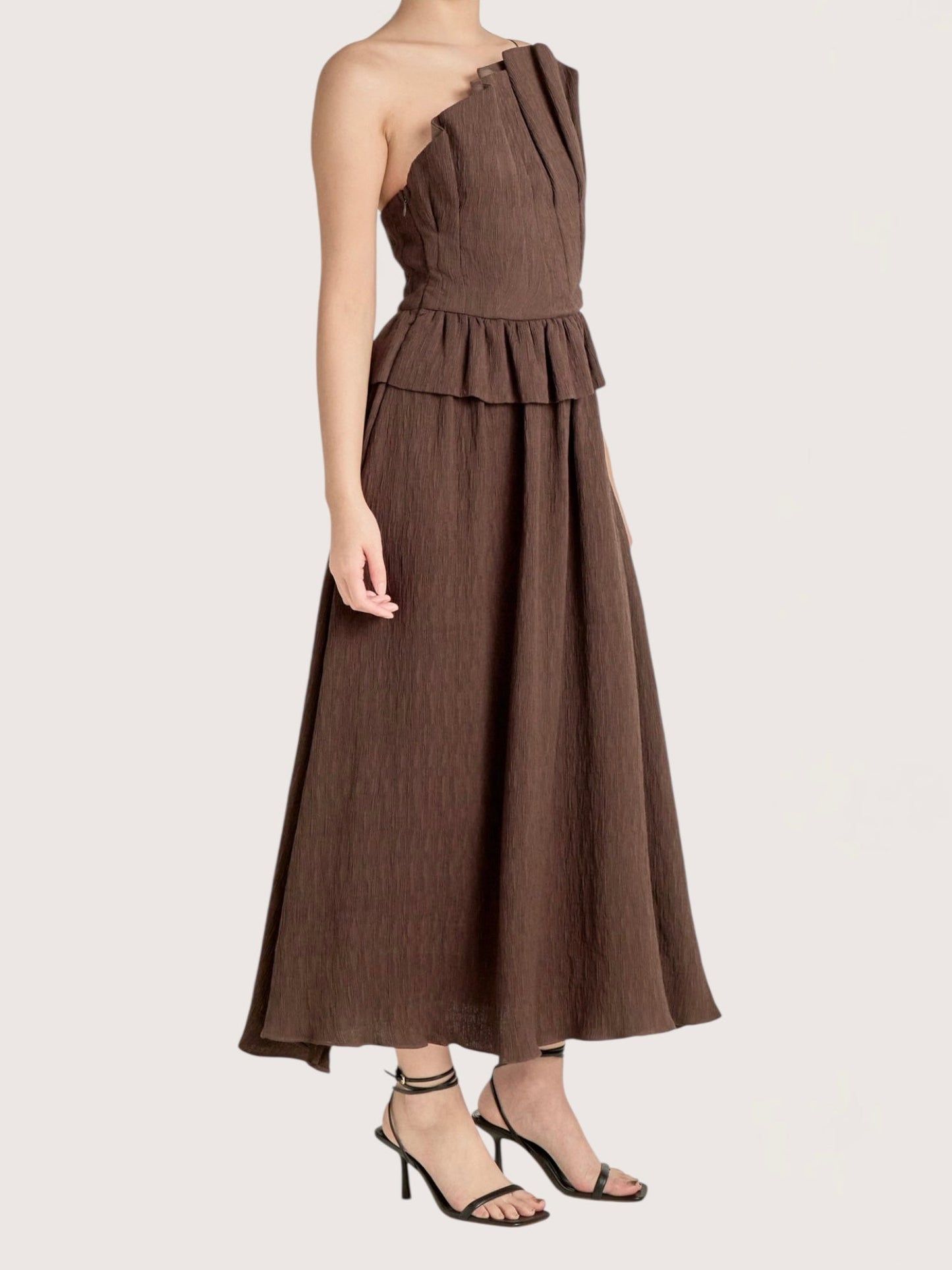 Asymmetric Ruffled Midi Dress