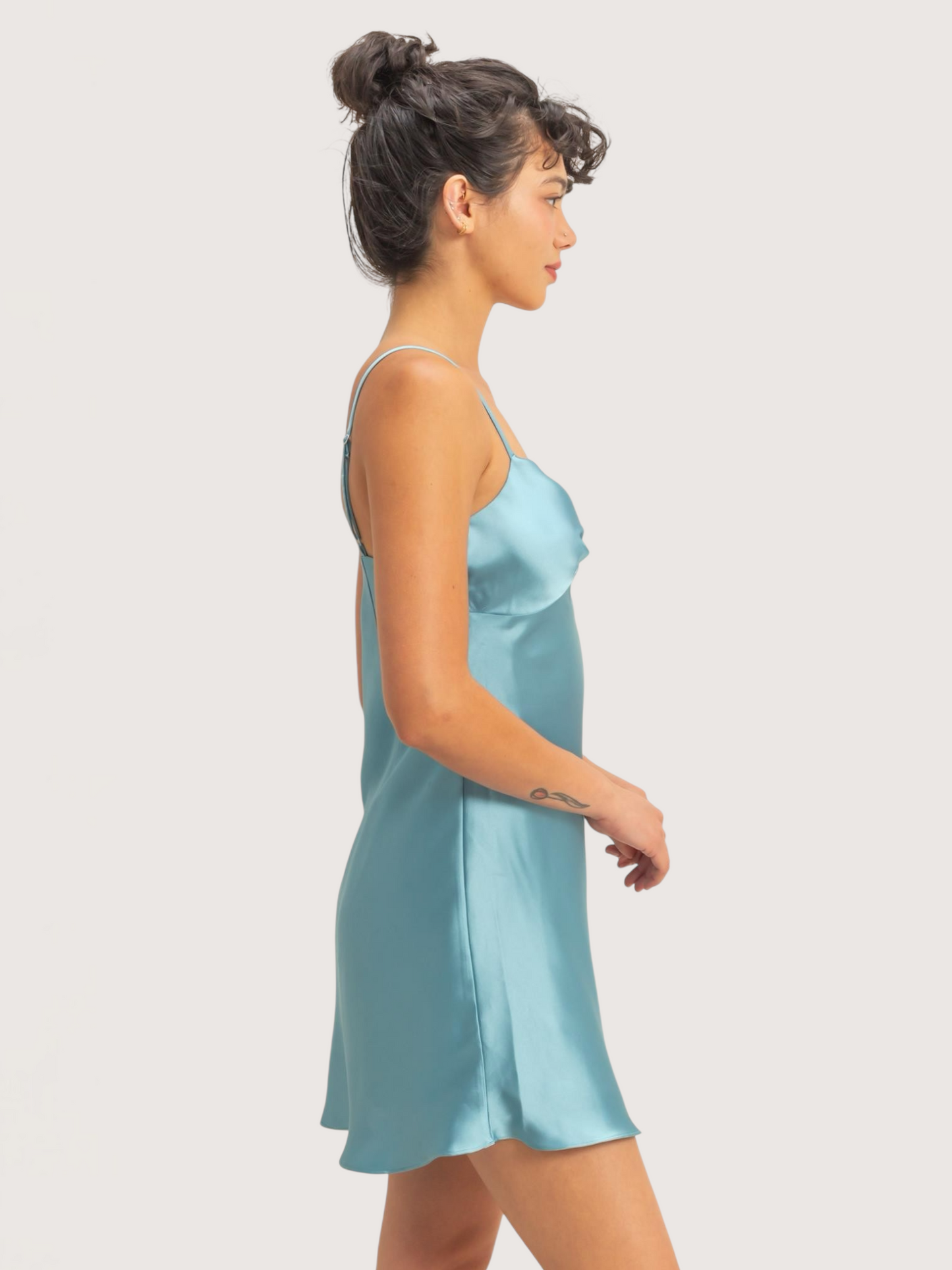 Sweetheart Satin Mini Dress | Blue