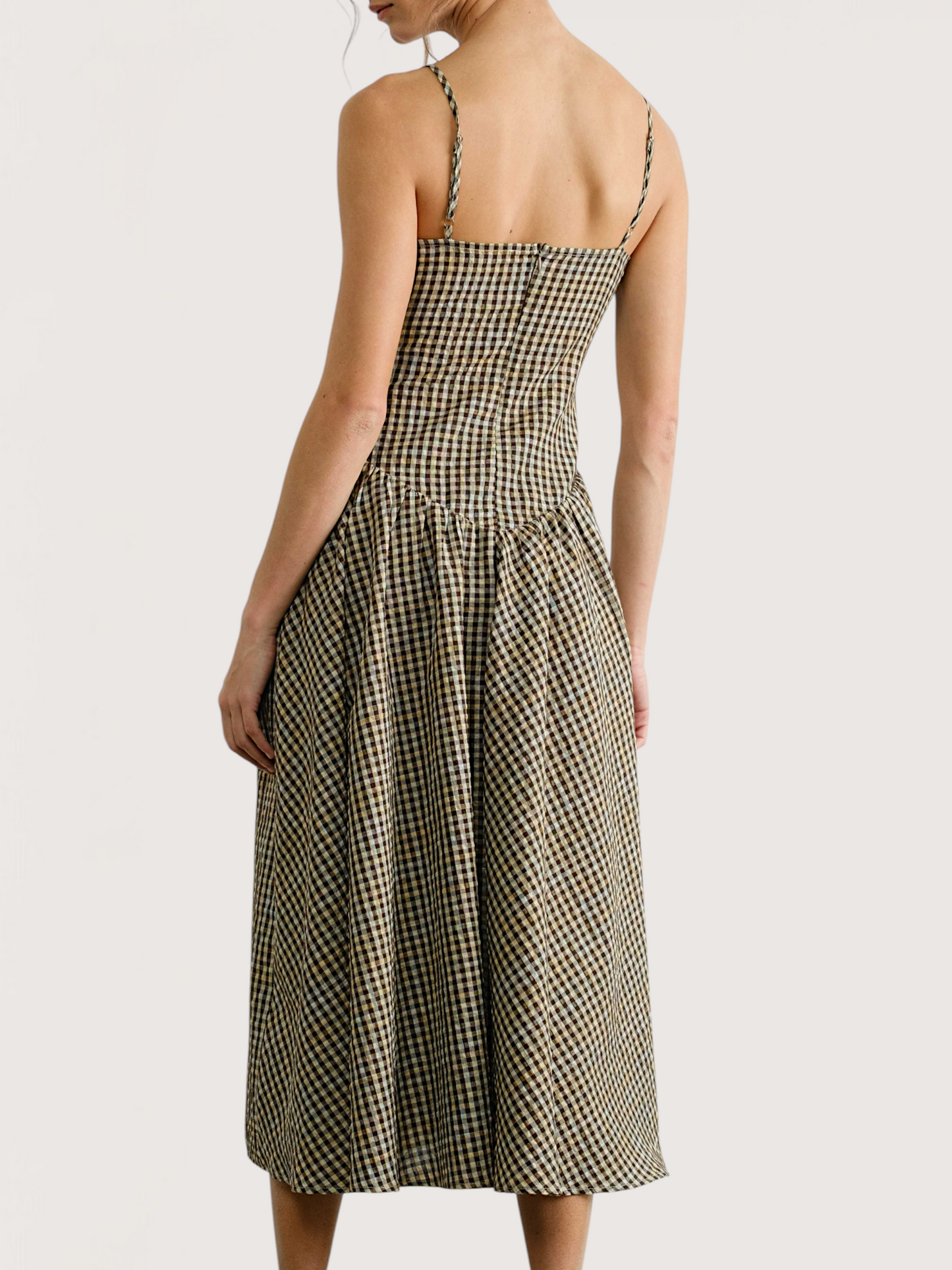 Gingham Smocked Midi Dress
