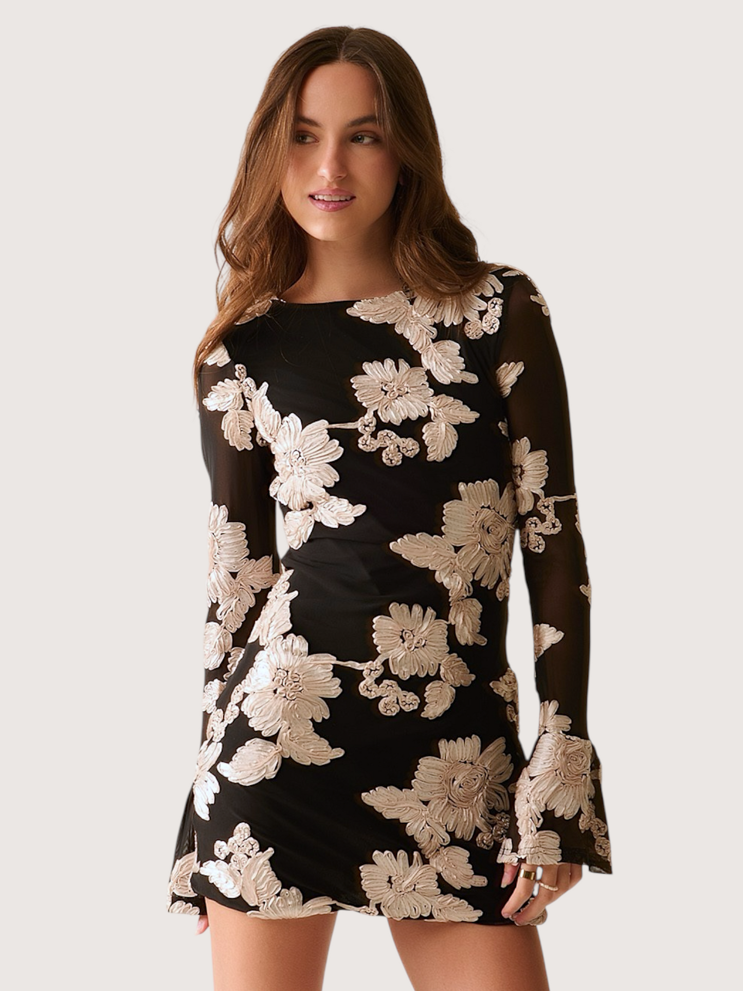 Floral Brocade Mini Dress