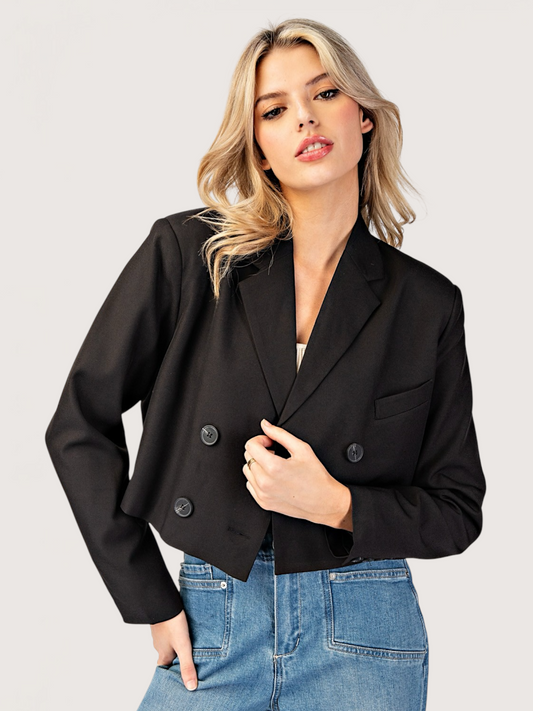 Cropped Double Button Blazer