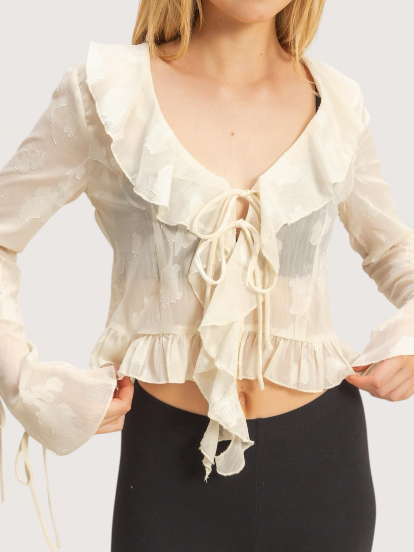 Floral Chiffon Ruffle Blouse