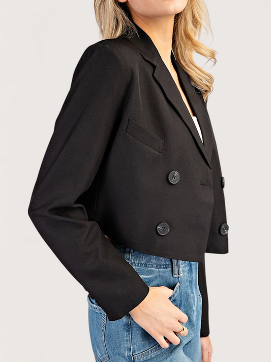Cropped Double Button Blazer