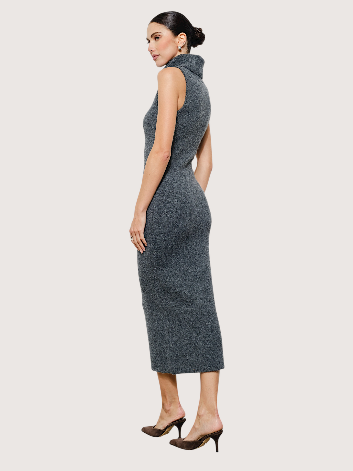 Turtleneck Knit Midi Dress