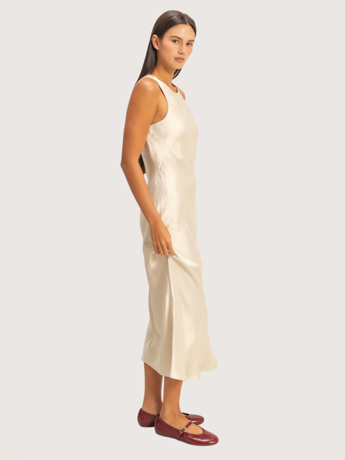 Satin Midi Dress | Ivory
