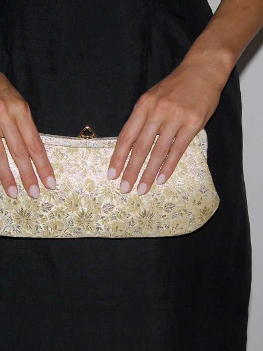 VINTAGE Floral Lamé Long Clutch