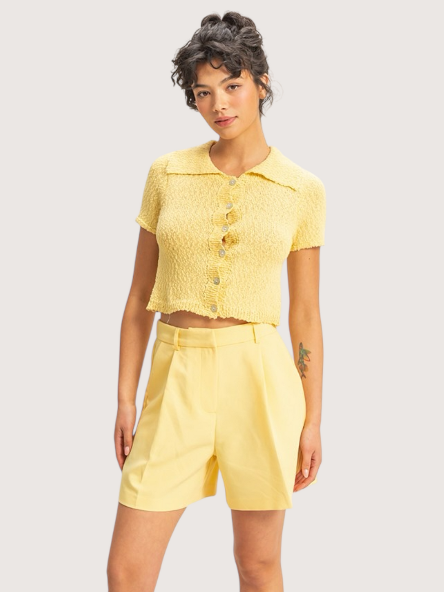 Textured Crop Top | Yellow