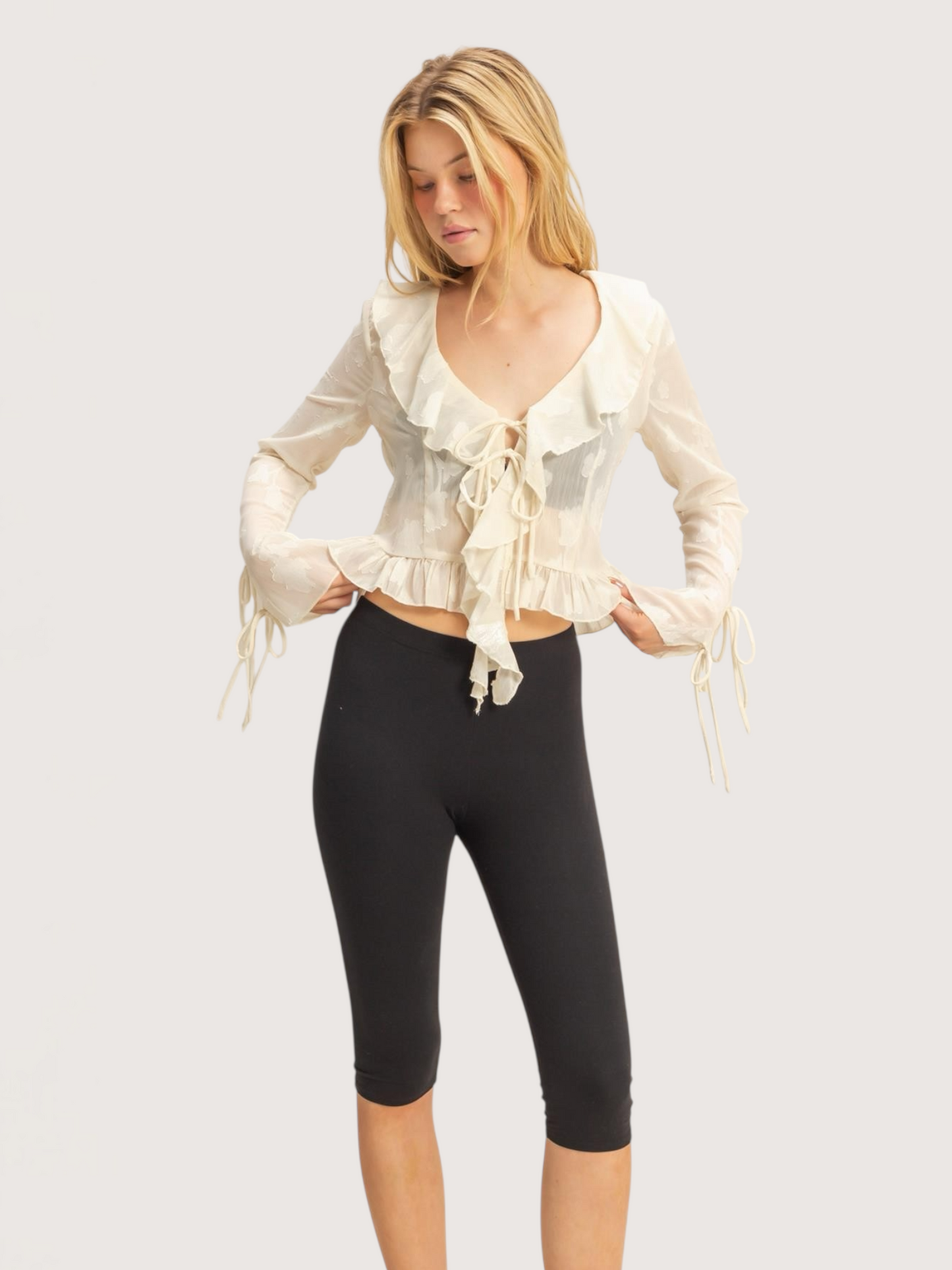 Floral Chiffon Ruffle Blouse