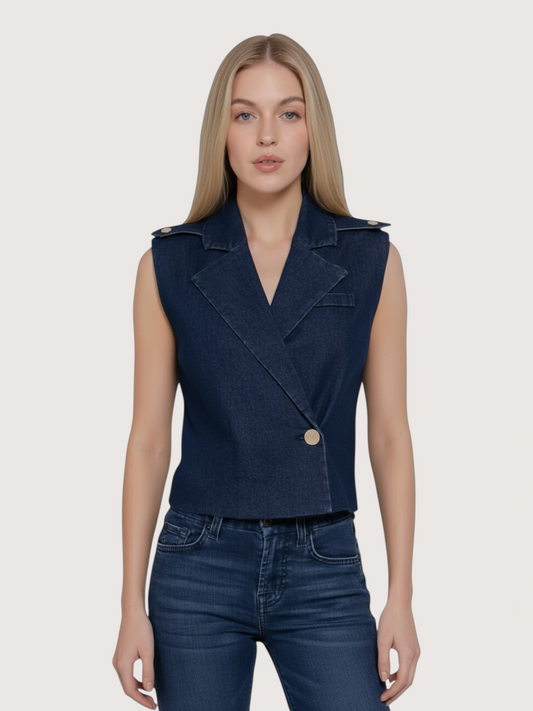Lapel Collar Denim Vest