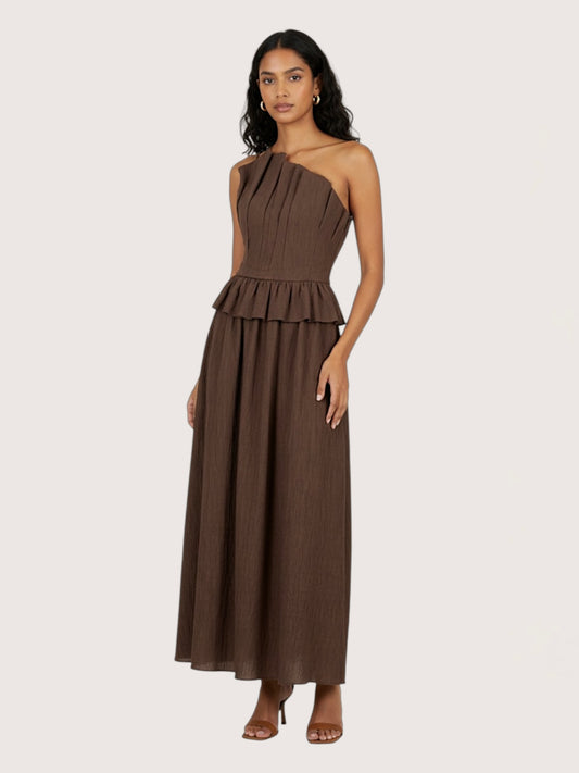 Asymmetric Ruffled Midi Dress