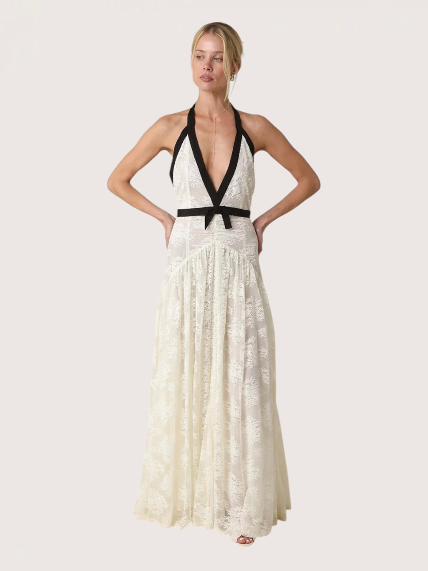 Lace Halter Maxi Dress
