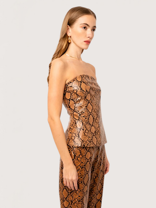 Snakeskin Bustier Top