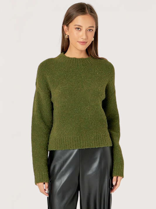 Rachel Fuzzy Knit Sweater | Olive