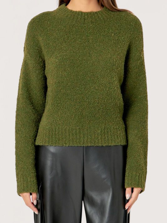 Rachel Fuzzy Knit Sweater | Olive