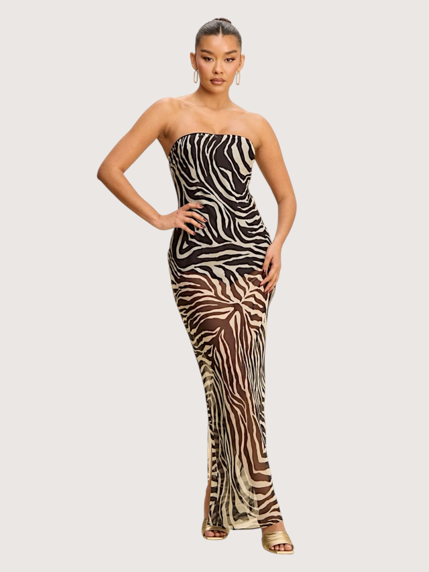 Zebra Bodysuit Maxi Dress