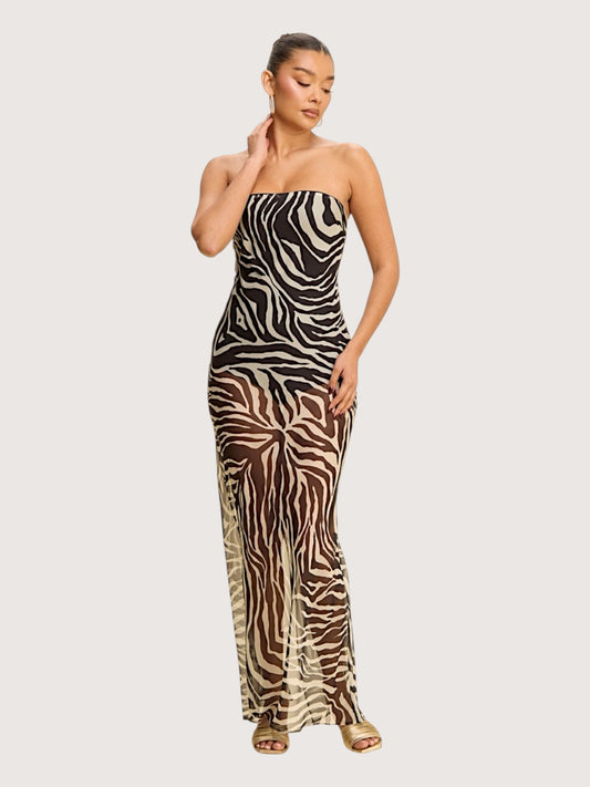 Zebra Bodysuit Maxi Dress