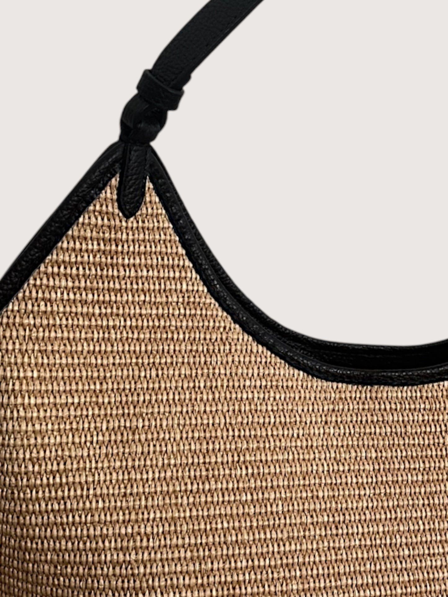 Leather Trim Raffia Tote
