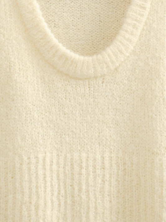 Fuzzy Knit Vest Top |  Cream