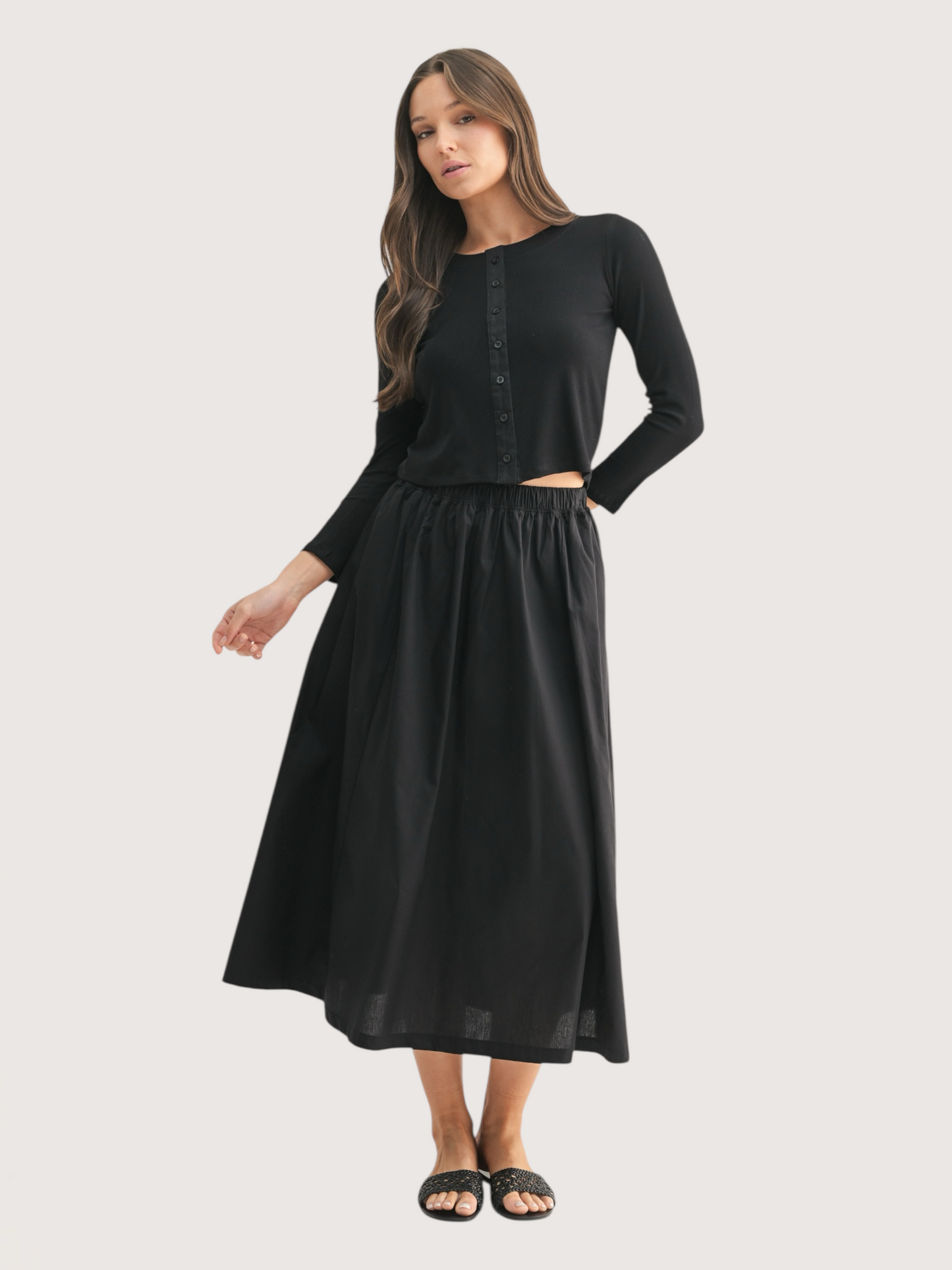 Cardigan and Skirt Set | Black