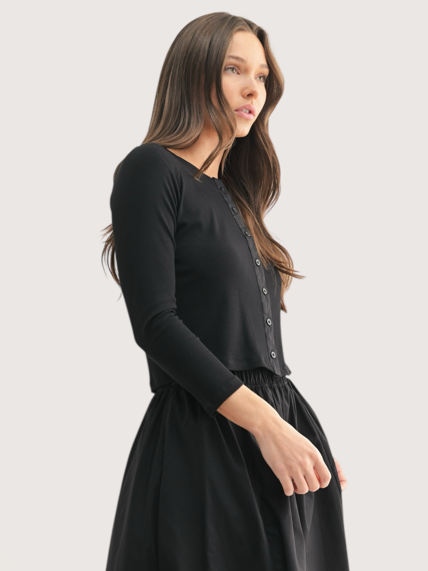 Cardigan and Skirt Set | Black