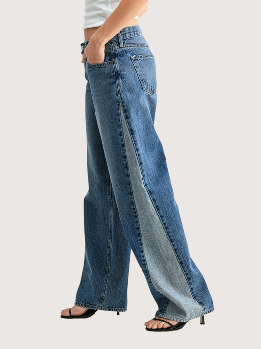 Contrast Wide Leg Denim