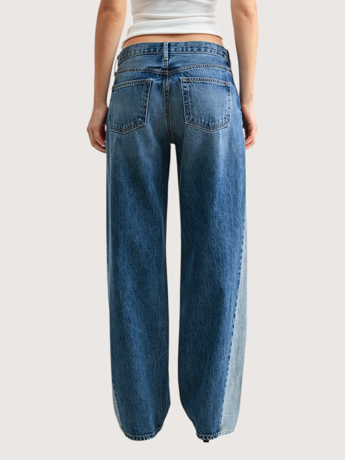 Contrast Wide Leg Denim