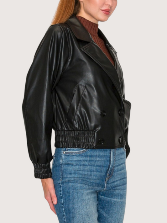 Leather Cropped Trench Jacket