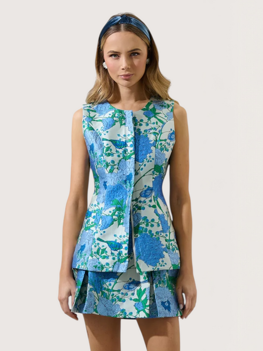 Embroidered Pleat Skirt